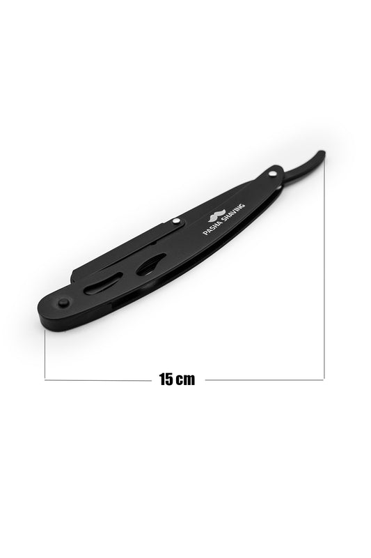 Pasha Shaving Paslanmaz Çelik Siyah Tıraş Usturası, Kusursuz Denge ve Tutuş, Taşıma Kılıfı ve 5 Adet jilet Hediye