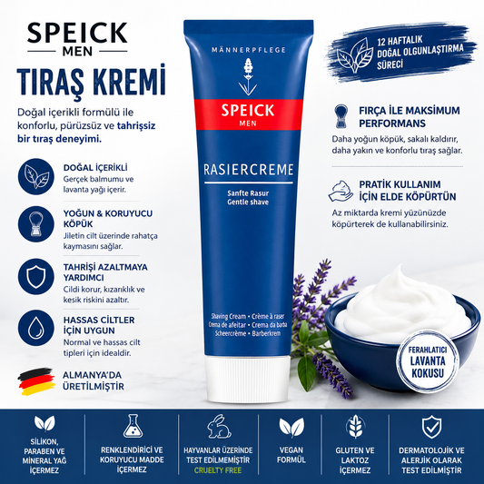 Speick Men Tıraş Kremi 75 ml – Doğal Tıraş Kremi, Hassas Ciltler İçin, Vegan, Yoğun Köpük